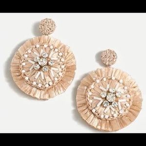 J.Crew Sparkle raffia statement earrings in pale blush pink